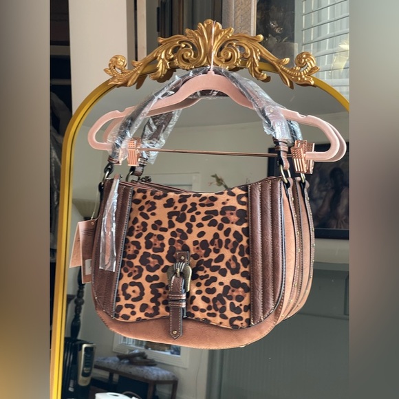 NWT Justin Shoulder Bag Cheetah Print W/Brown Trim Women’s Concealed Carry Bag - Picture 2 of 14